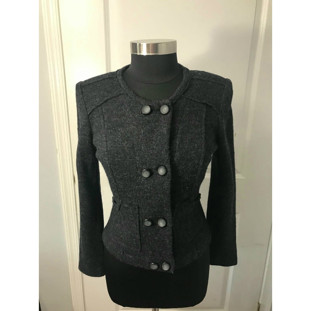 CAbi Jacket Sweater Short Size S Gray Wool Felt